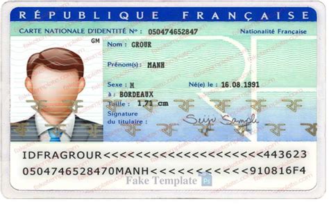 french id card template